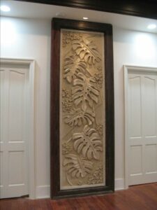 Leaf flower art - wall panel - stone art carving